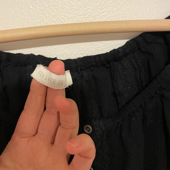 Forever 21 Peasant Black Blouse- light and flowy! - Picture 5 of 5